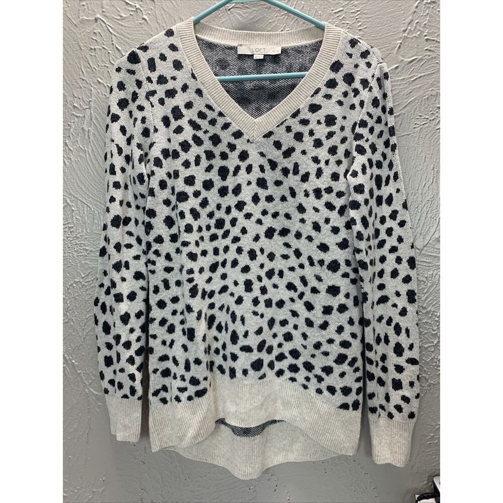Loft Ann Taylor Leopard Print Sweater Women's Wool Blend‎ Size Petite Size Small